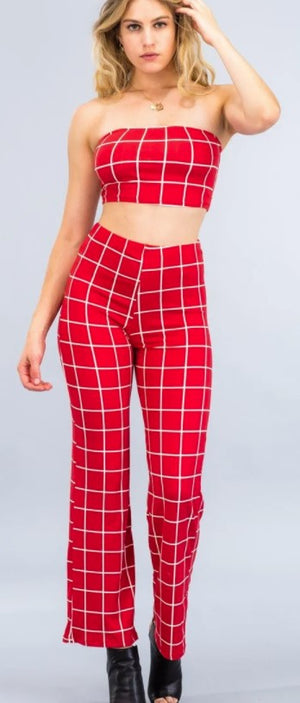 Free People Gia Crop Top & Wide Pant 2-piece Set in Red | Lyst